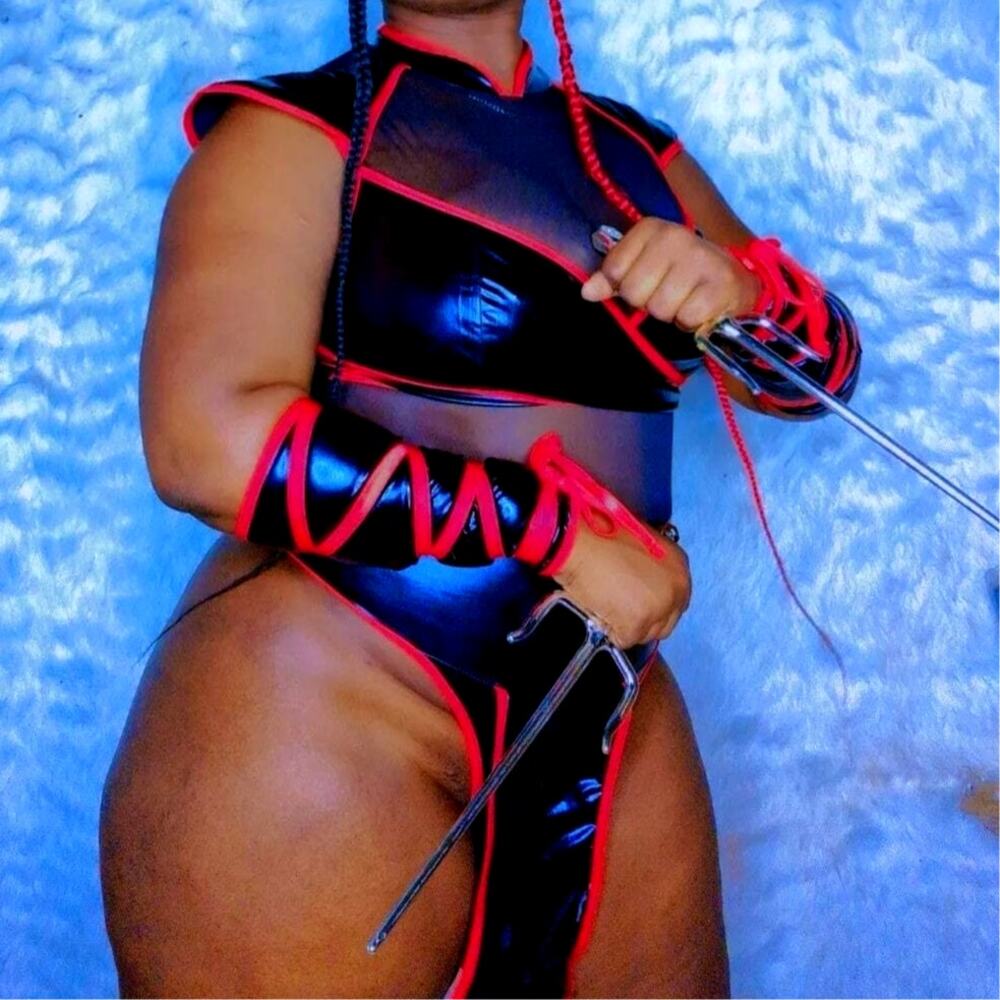 New 1XL Sexy Ninja Halloween Costume Vegan 4 pc Set Karate Dragon Cosplay